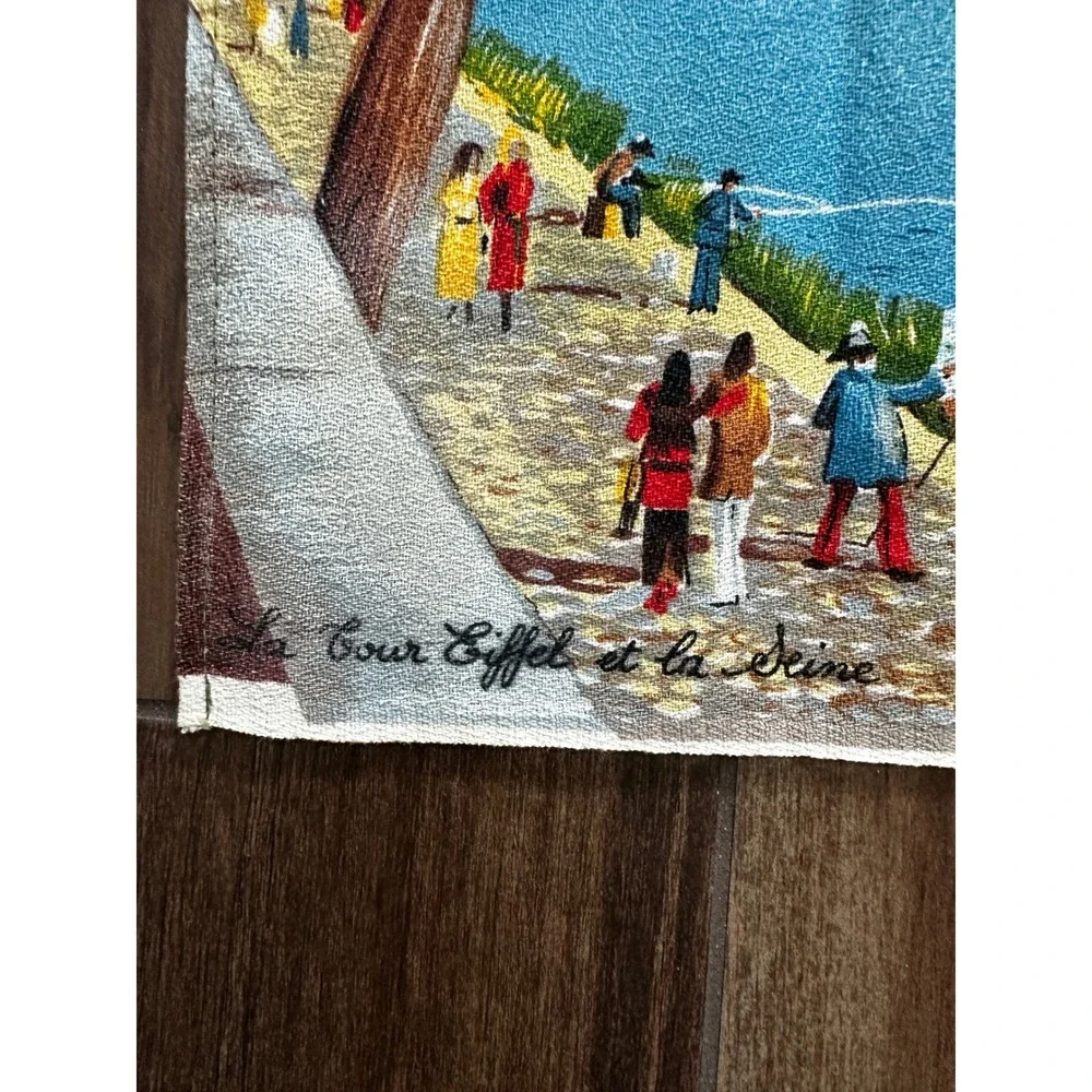 Creations Sonecott France Vintage Eiffel Tower Seine River Tea Towel